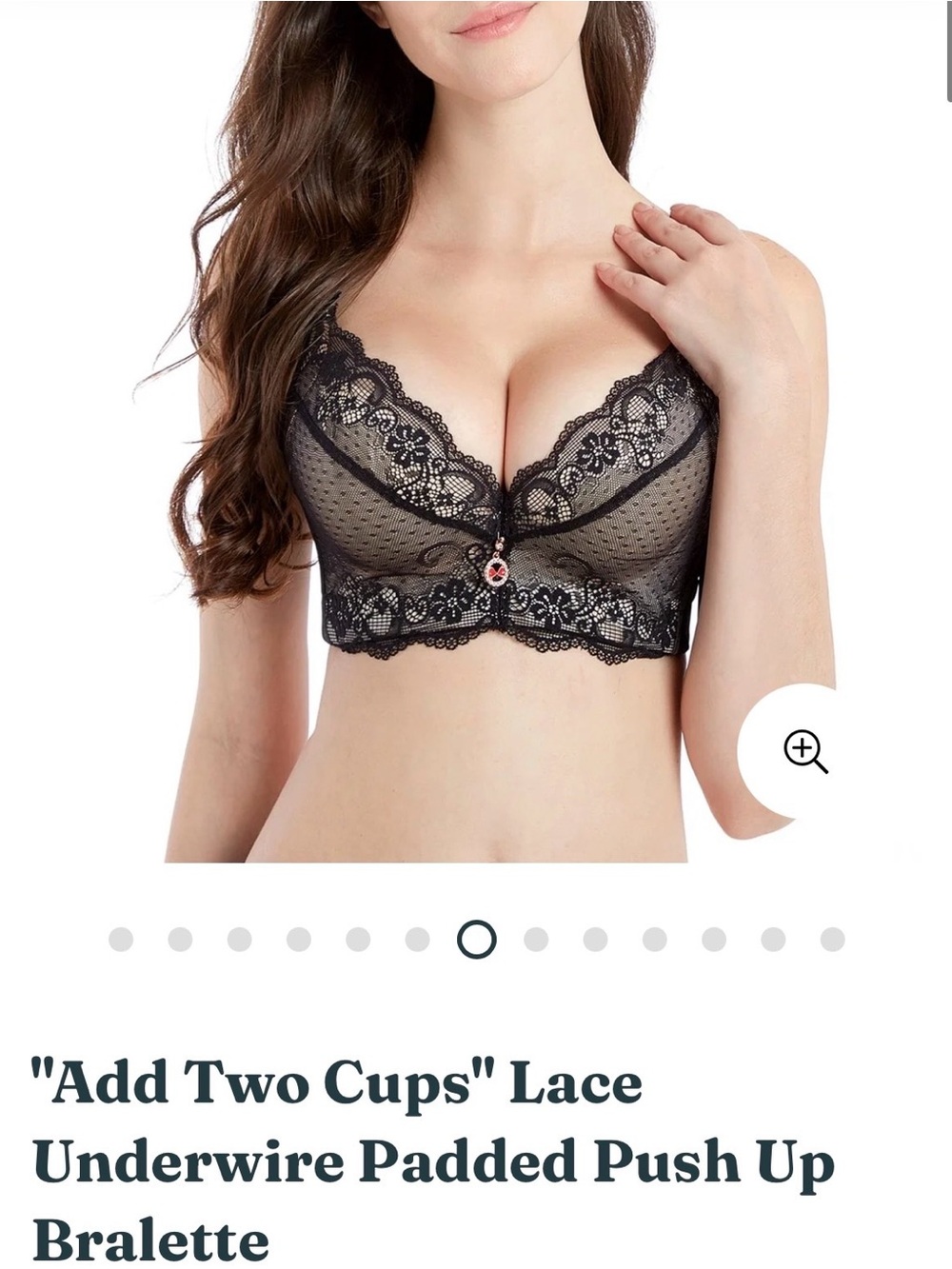 Lace Underwire Padded Push Up Bralette - Black
